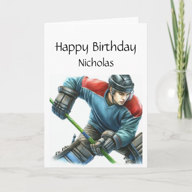 Spaß zum Geburtstag Individuelle Name Hockey spiel Karte (Vorderseite)