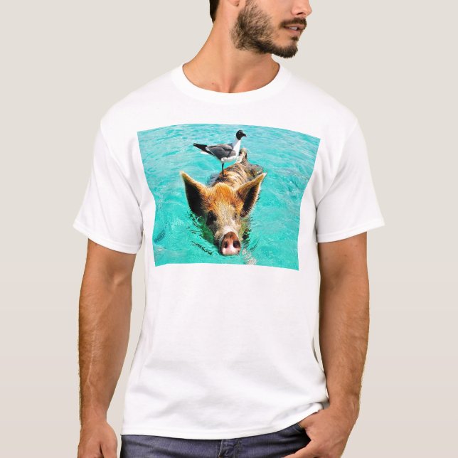 Spaß zusammen staniel Cayschwimmenschwein-Seemöwe T-Shirt (Vorderseite)