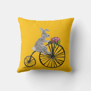 Spaßhafter Hase auf Fahrrad Kissen