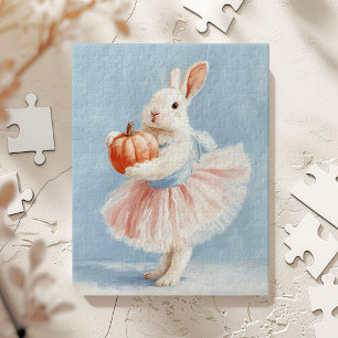 Spaßhafter Hase mit Herbstkürbis Puzzle