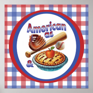 Spaßig amerikanisch wie Baseball & Apfelkuchen  Poster