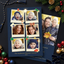 Spaßige 7-Foto-Familien-Weihnachtsgrüße in Navy un