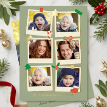 Spaßige 7-Foto-Familien-Weihnachtsgrüße in Salbei