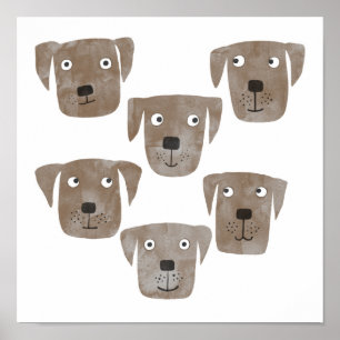 Spaßige Aquarell-Schokoladen-Labrador Retriever Hu Poster