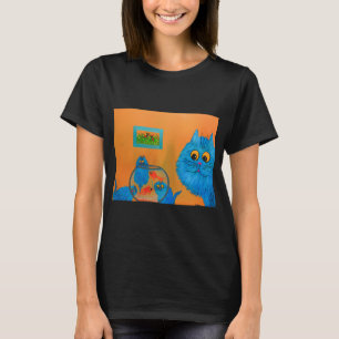 Spaßige Blaue Katzen mit Goldfischglas â€“ Spielen T-Shirt