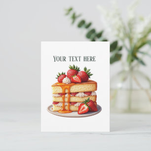 Spaßige Erdbeertorte Bäckerei anpassbar Postkarte