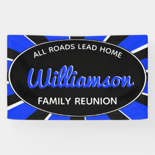 Spaßige Familienzusammenkunft Retro Blau Banner
