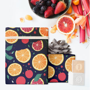 Spaßige Farbe Zitrus-Grapefruit-Orangen-Blätter-Mu Geschenkpapier