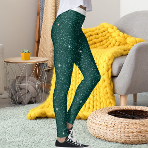 Spaßige Frauen Weiße Grüne Blaue Gestreifte Glanz Leggings