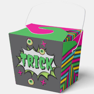 Spaßige funky „Süßes oder Saures“ Halloween Pop Fa Geschenkschachtel