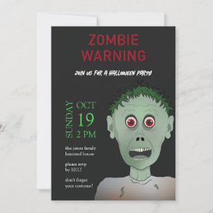 Spaßige grüne, schwarze und rote Zombie-Halloween- Einladung