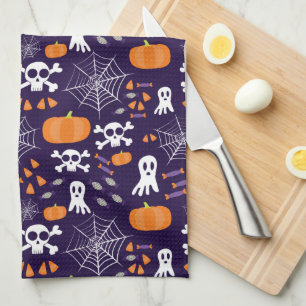 Spaßige gruselige Halloween-Figuren Geschirrtuch