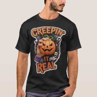 Spaßige Halloween-Grafik mit Jackolantern-Hand-Sch T-Shirt