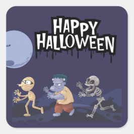 Spaßige Halloween Kobolde Süßigkeiten-oder-Saures Quadratischer Aufkleber