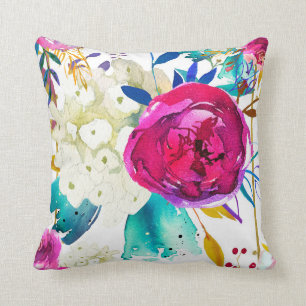 Spaßige helle, kräftige Wasserfarbe-Floral-Farbspr Kissen