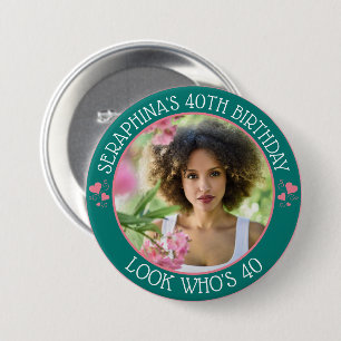 Spaßige individuelle Foto-Geschenke zum 40. Geburt Button
