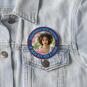 Spaßige individuelle Foto-Geschenke zum 40. Geburt Button