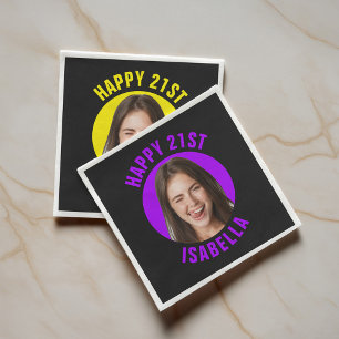 Spaßige individuelle süße Gesichtsfoto Froher 21. Serviette