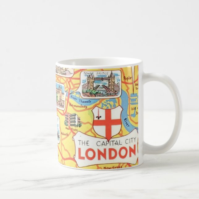 Spaßige Karte von London England Tasse (Rechts)
