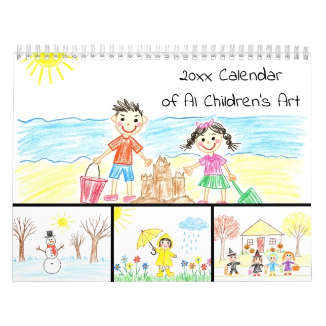 Spaßige KI-Kinderkunst Farbige Bilder Kalender (Titelbild)