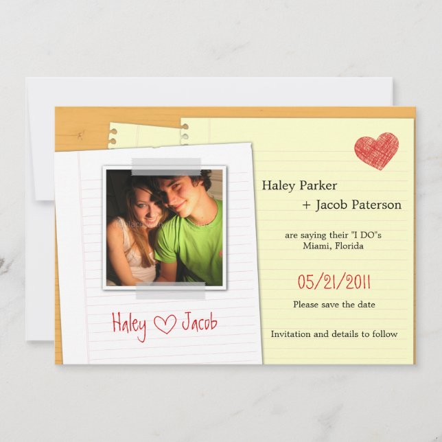 Spaßige Liebesnotiz Save The Date Einladung (Vorderseite)