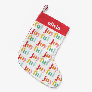 Spaßige Multicolor-"Fröhliche" Typografie Kleiner Weihnachtsstrumpf