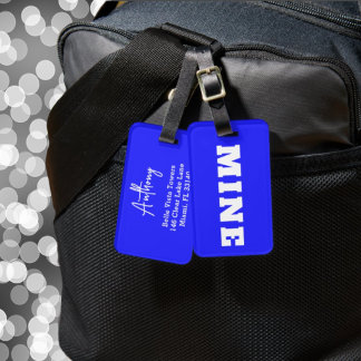 Spaßige Neon Blau Weiße MINE Individuelle Gepäckan Gepäckanhänger