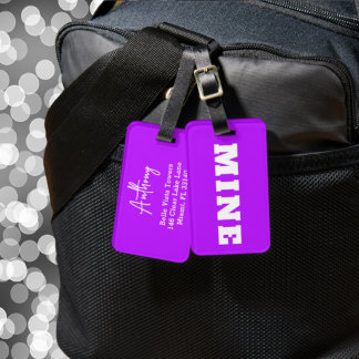 Spaßige Neon-Lila-Weiße MINE Individuelle Gepäckan Gepäckanhänger