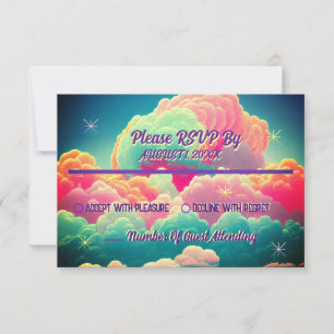 Spaßige Pastell-Wolken aus Zuckerwatte Hochzeit RS RSVP Karte