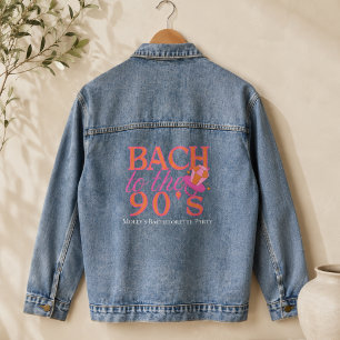 Spaßige Pinke und Orange 90er Retro-Junggesellinne Jeansjacke