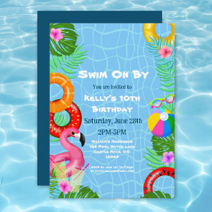 Spaßige Poolparty-Schwimmbad-Geburtstag Einladung