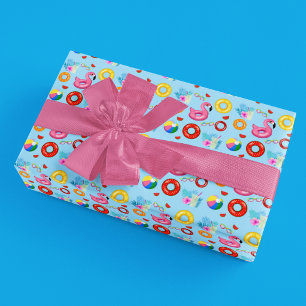 Spaßige Poolparty-Schwimmbad-Geburtstag Geschenkpapier Set