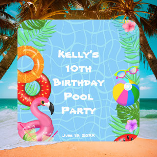 Spaßige Poolparty-Schwimmbad-Geburtstag Rechteckiger Pappuntersetzer