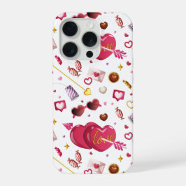 Spaßige rosa Herz- und Valentinstag-Süßigkeiten-Mu iPhone 15 Pro Hülle
