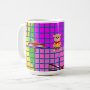 Spaßige rosa Quadrate Ente Flugzeug Noten Kaffeetasse