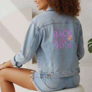 Spaßige rosa und lila 90er Retro-Junggesellinnenab Jeansjacke