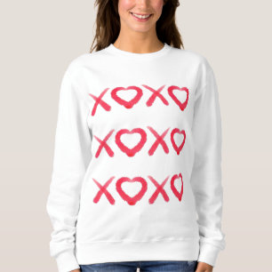 Spaßige rote abgenutzte XOXO Liebesküße Sweatshirt