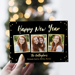 Spaßige Schnappschüsse Folien Happy New Year Karte
