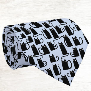 Spaßige schwarze Katze Blau Krawatte