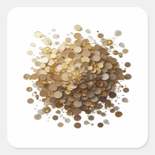 Spaßige Silber-GOLDENE MÜNZEN-EXPLOSION-Handwerk-A Quadratischer Aufkleber