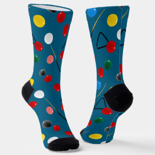 Spaßige Snooker-Spieler Queues, Bälle und Dreiecke Socken
