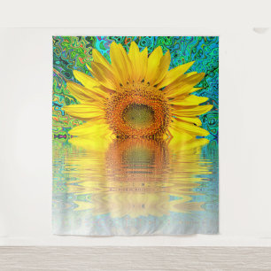 Spaßige Sonnenblumen-Foto-Hintergrund-Tapete Wandteppich