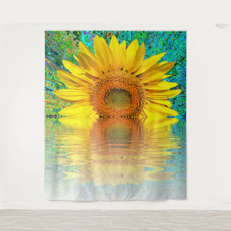Spaßige Sonnenblumen-Foto-Hintergrund-Tapete Wandteppich