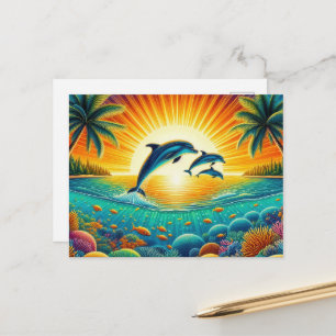 Spaßige Strand-Delfinliebhaber Postkarte
