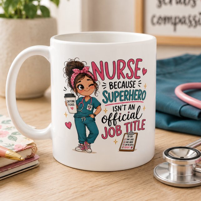 Spaßige Superhelden-Krankenschwester Kaffeetasse (Von Creator hochgeladen)