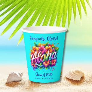 Spaßige tropische Aloha-Abschlussfeier Pappbecher