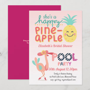 Spaßige tropische Flamingo-Poolparty Pink Blau Mod Einladung