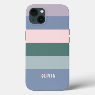 Spaßige und bunte Pastellstreifen mit Ihrem Namen iPhone 13 Hülle