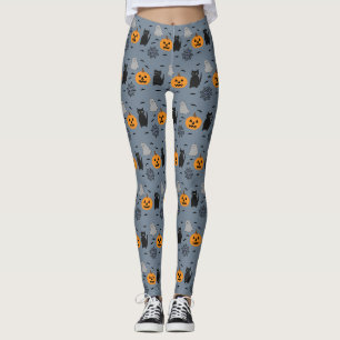 Spaßige und Fancy Halloween-Katze Geist Kürbis Web Leggings