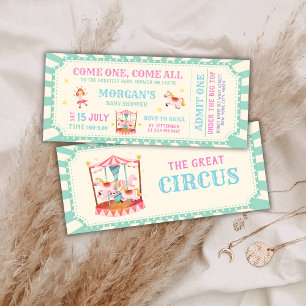 Spaßige Vintage-Zirkus-Ticket-Karneval-Baby-Party Einladung